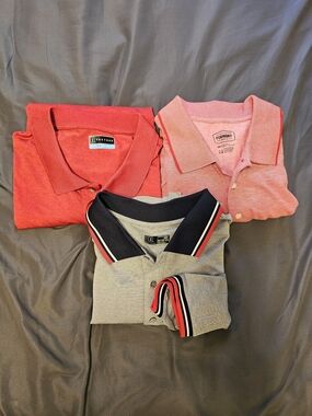 The Foundry Supply Co. Coral Red Polo with Navy Trim